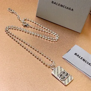 Balenciaga Pingente Placa ID Corrente Bola Colar
