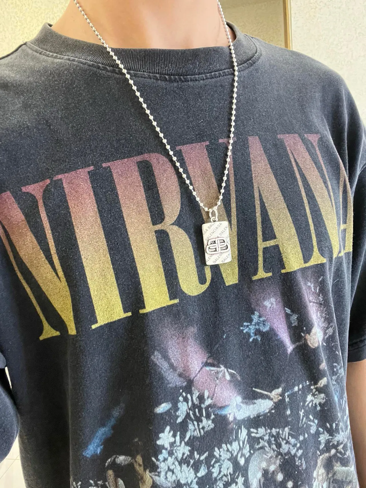 Balenciaga Pingente Placa ID Corrente Bola Colar 9