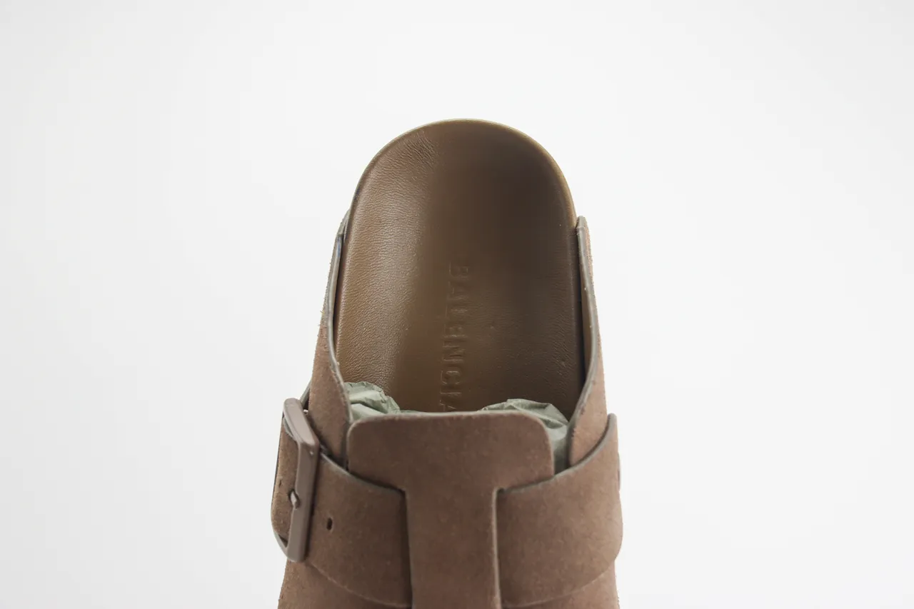 Balenciaga Le Cagole Marrom Bege Camurça Superior Alça Única Oversized Fivela Tênis Casual 4