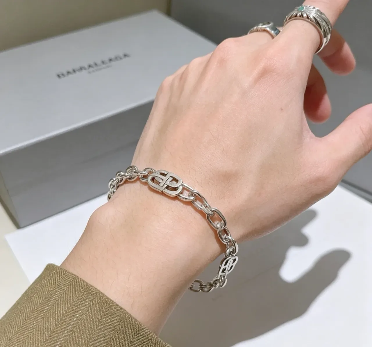 Bracelet Balenciaga Logo Chain Argent Metal 5