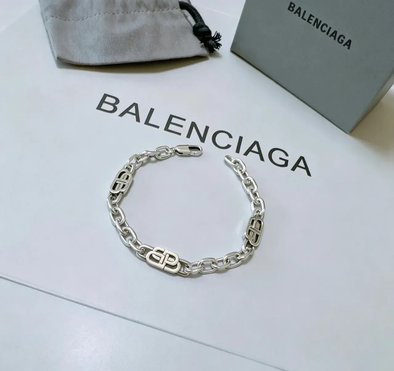 Bracelet Balenciaga Logo Chain Argent Metal 9
