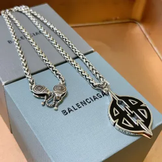 Balenciaga Logo Leaf and Double-B Pendant Necklaces