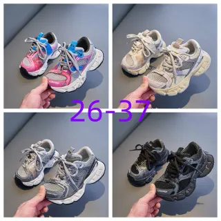 بالنساغا وردي أزرق oversized sole شبكة-صناعي هجين upper أحذية رياضية سميكة