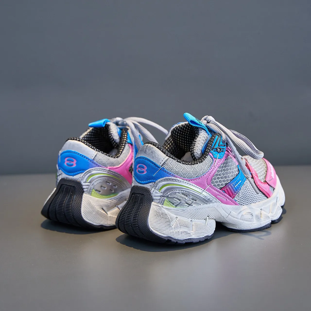 Balenciaga Pink Blue Oversized Sole Mesh-Synthetic Hybrid Upper Chunky Sneakers 7