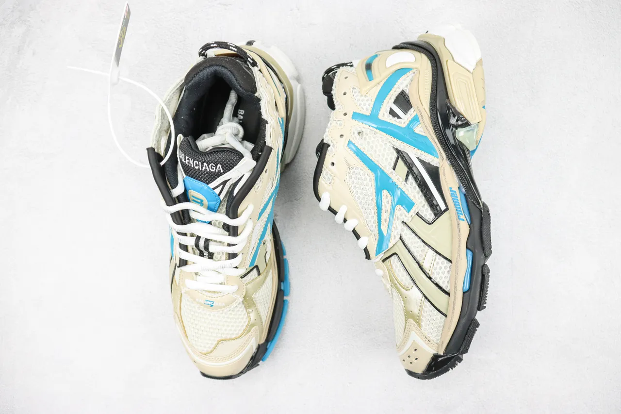 Balenciaga Runner Off-White and Blue Chunky Sneakers 3