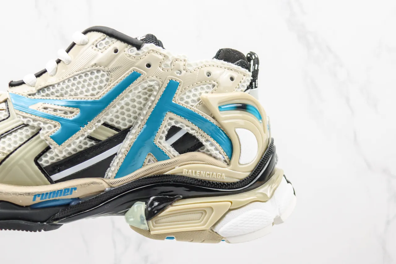 Balenciaga Runner Off-White and Blue Chunky Sneakers 7