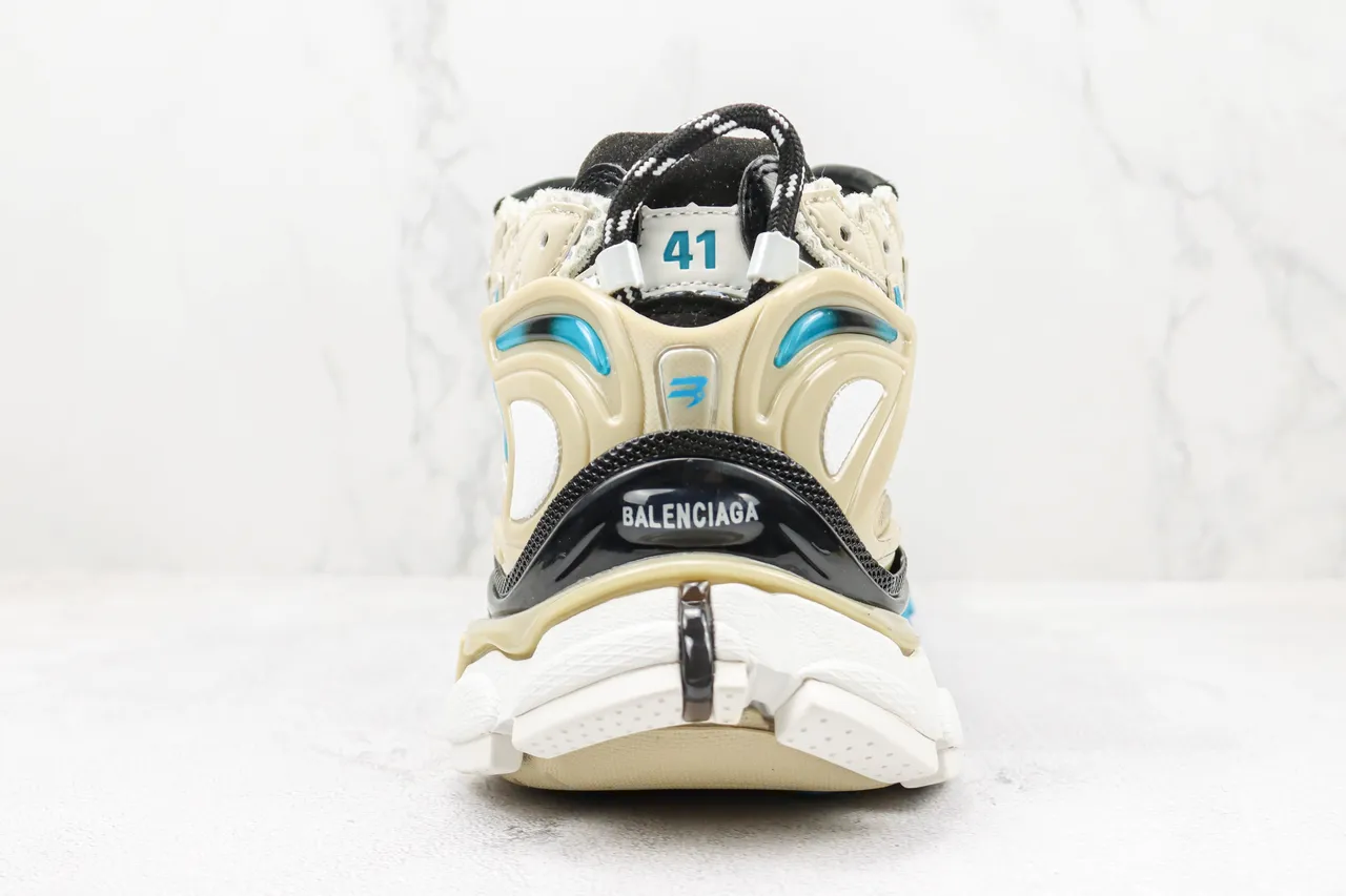 Balenciaga Runner Off-White and Blue Chunky Sneakers 9