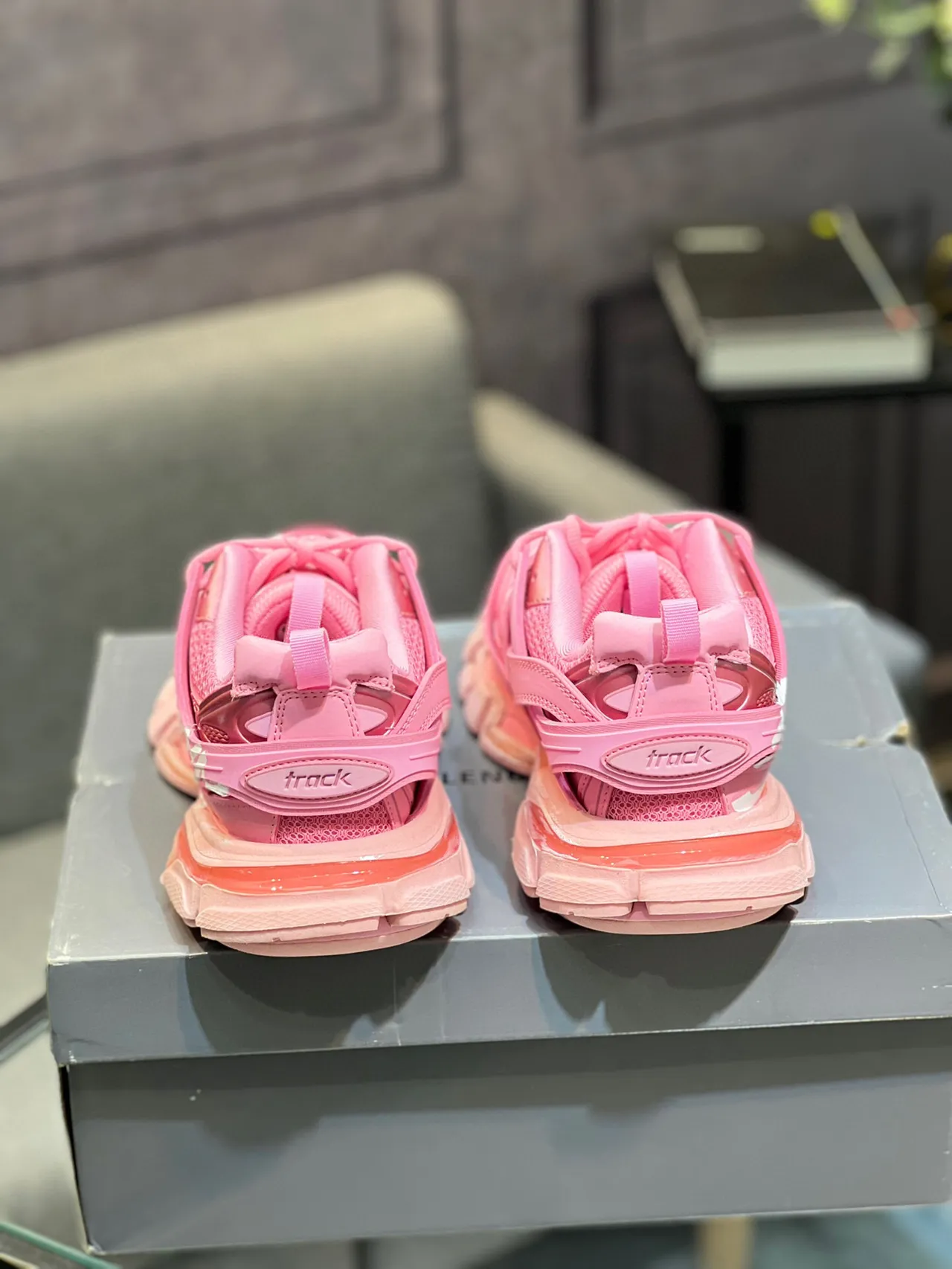 Balenciaga Runner Pink Script Chunky Sneakers 8