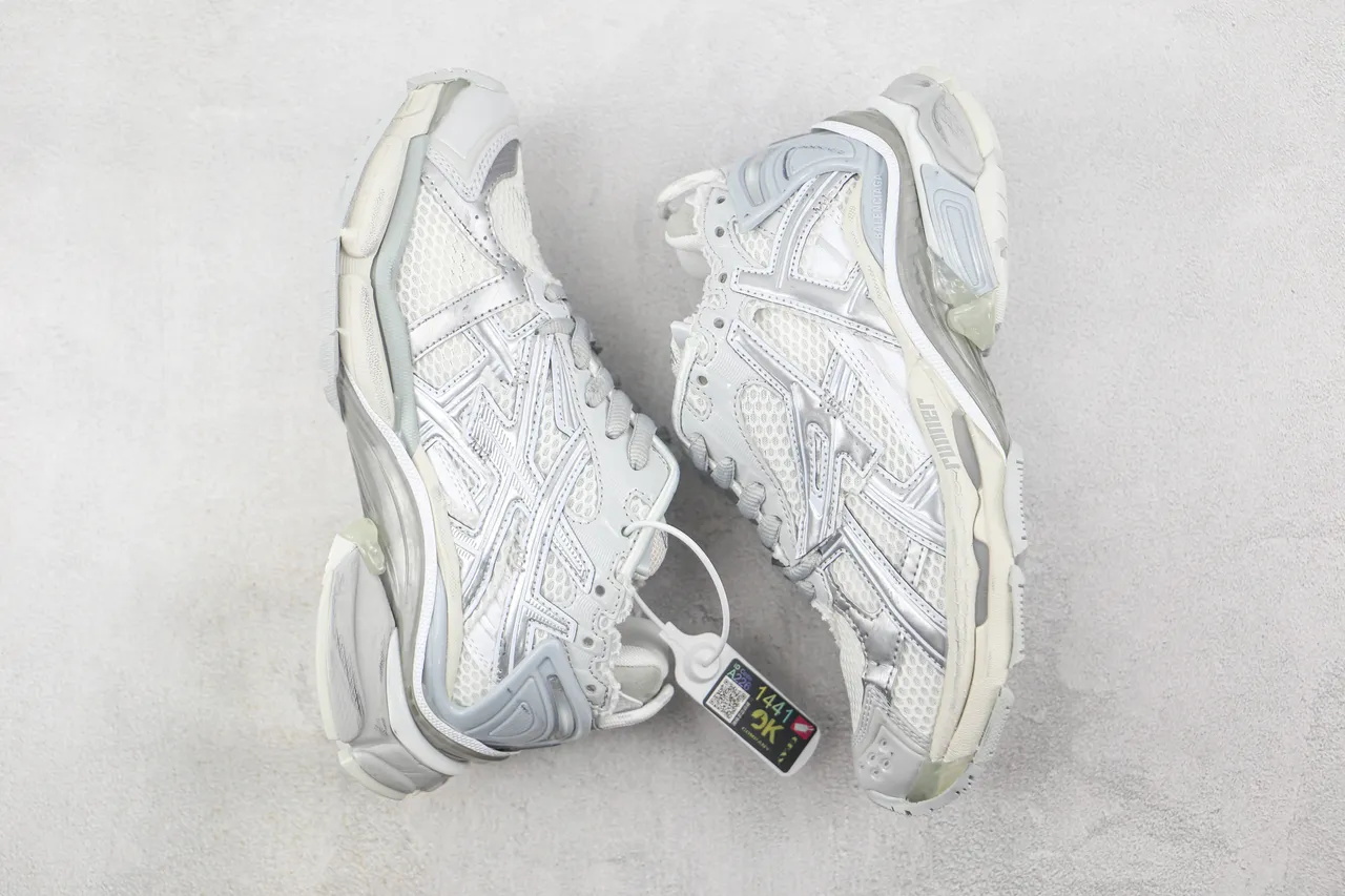 Balenciaga Runner Tênis Chunky Brancos Prateados 2