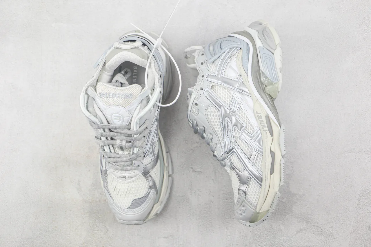 Balenciaga Runner Tênis Chunky Brancos Prateados 3