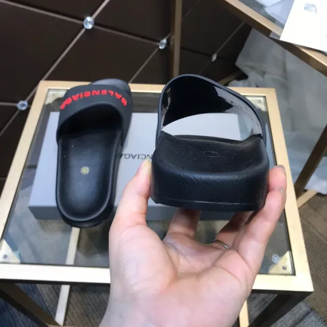 Balenciaga Slide Black Red Logo Slippers 6
