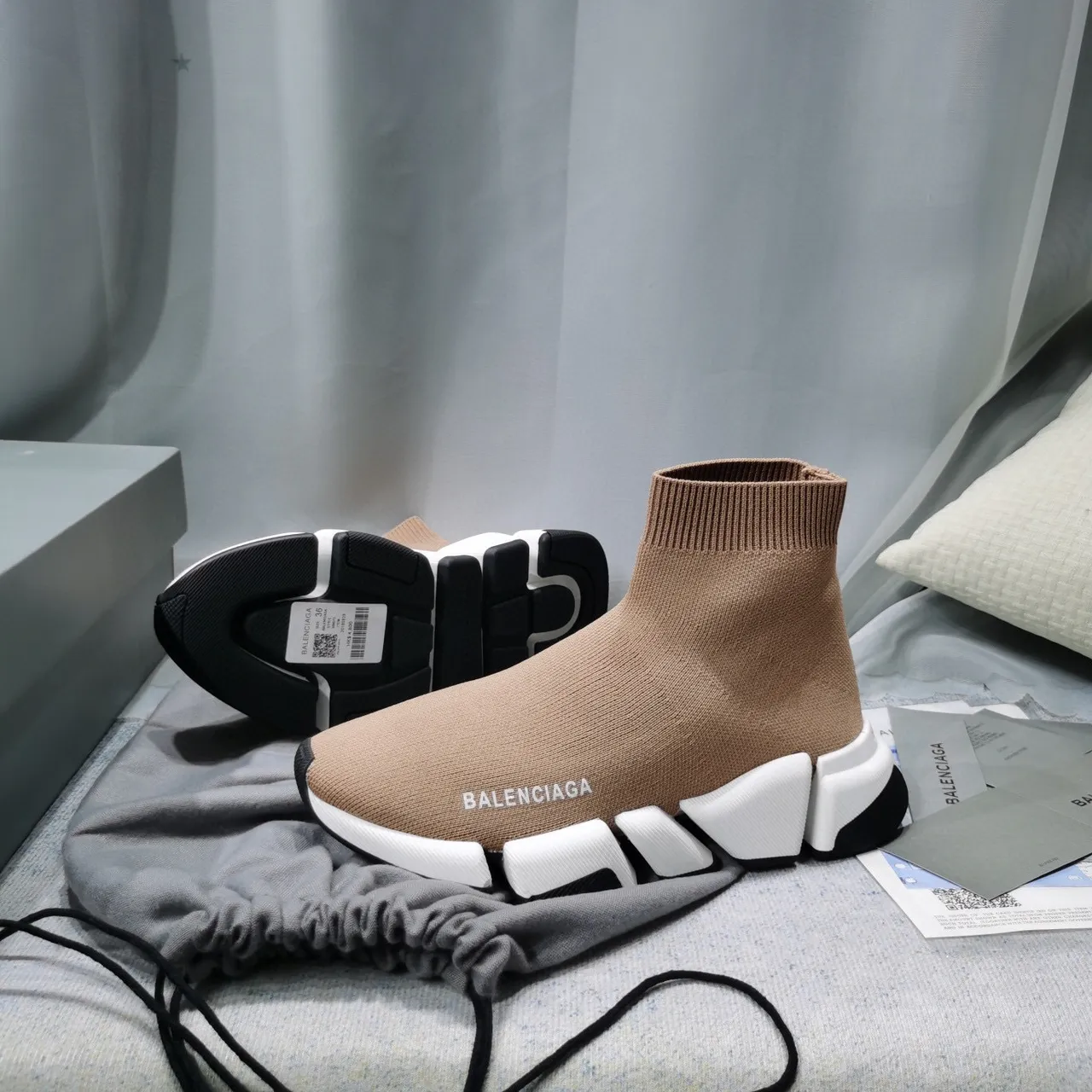 Balenciaga Speed Trainer Baskets Lifestyle Beige en Maille 4