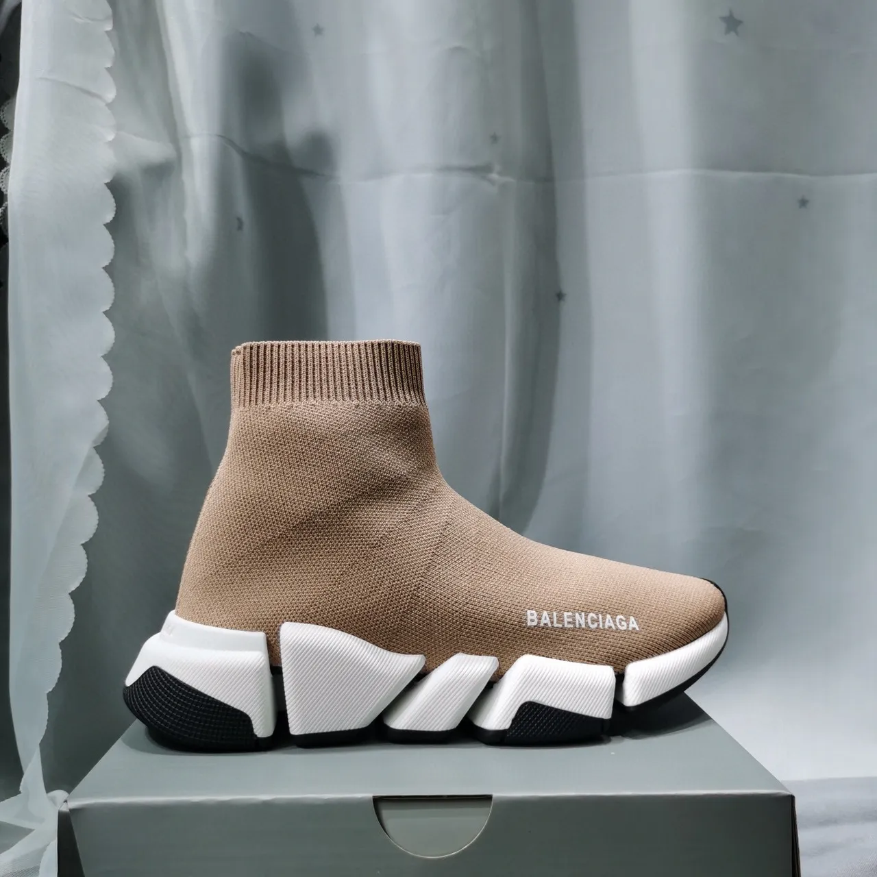 Balenciaga Speed Trainer Baskets Lifestyle Beige en Maille 6