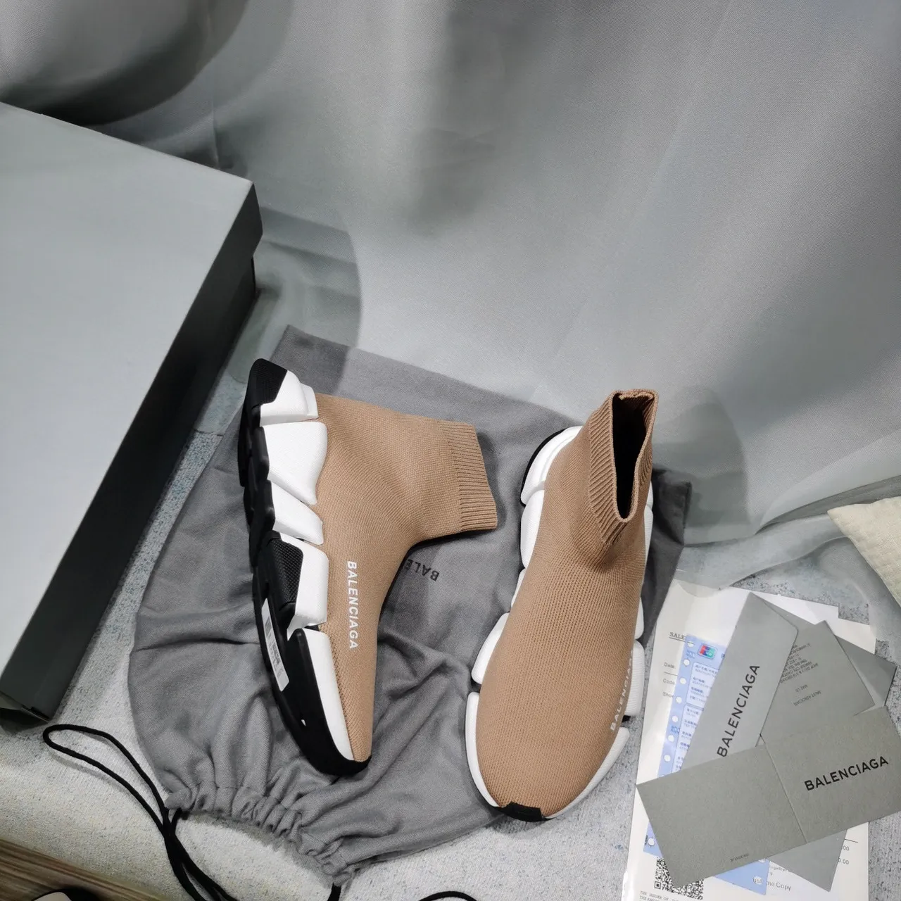 Balenciaga Speed Trainer Baskets Lifestyle Beige en Maille 7
