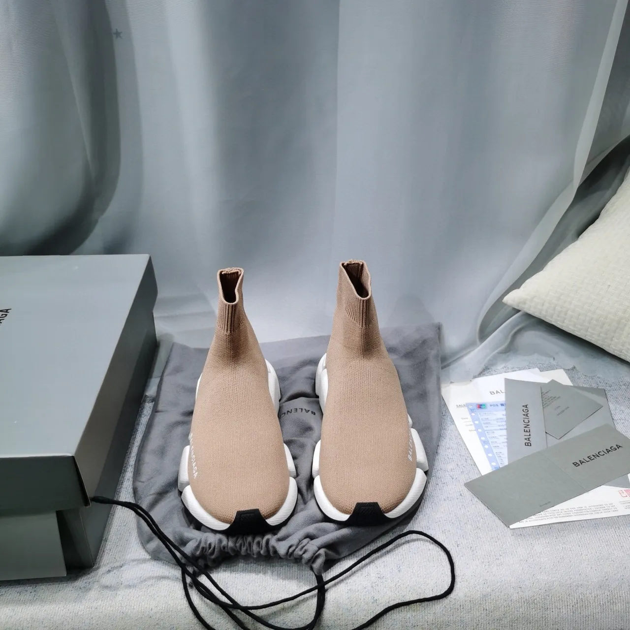 Balenciaga Speed Trainer Baskets Lifestyle Beige en Maille 8