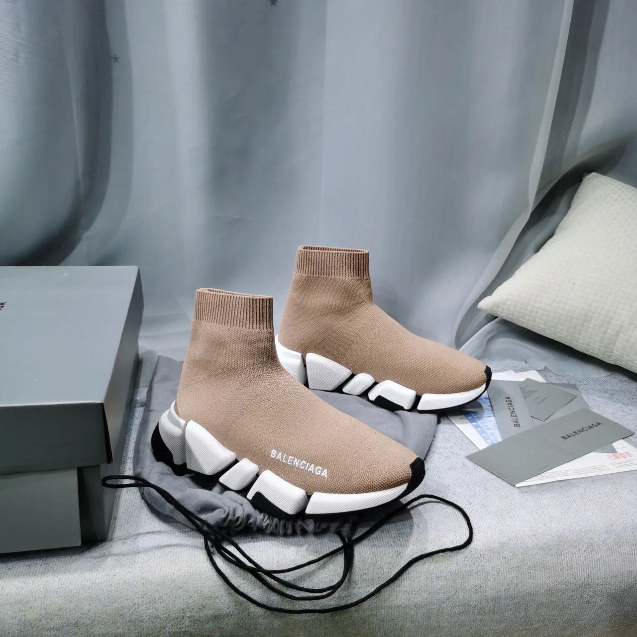 Balenciaga Speed Trainer Baskets Lifestyle Beige en Maille 9