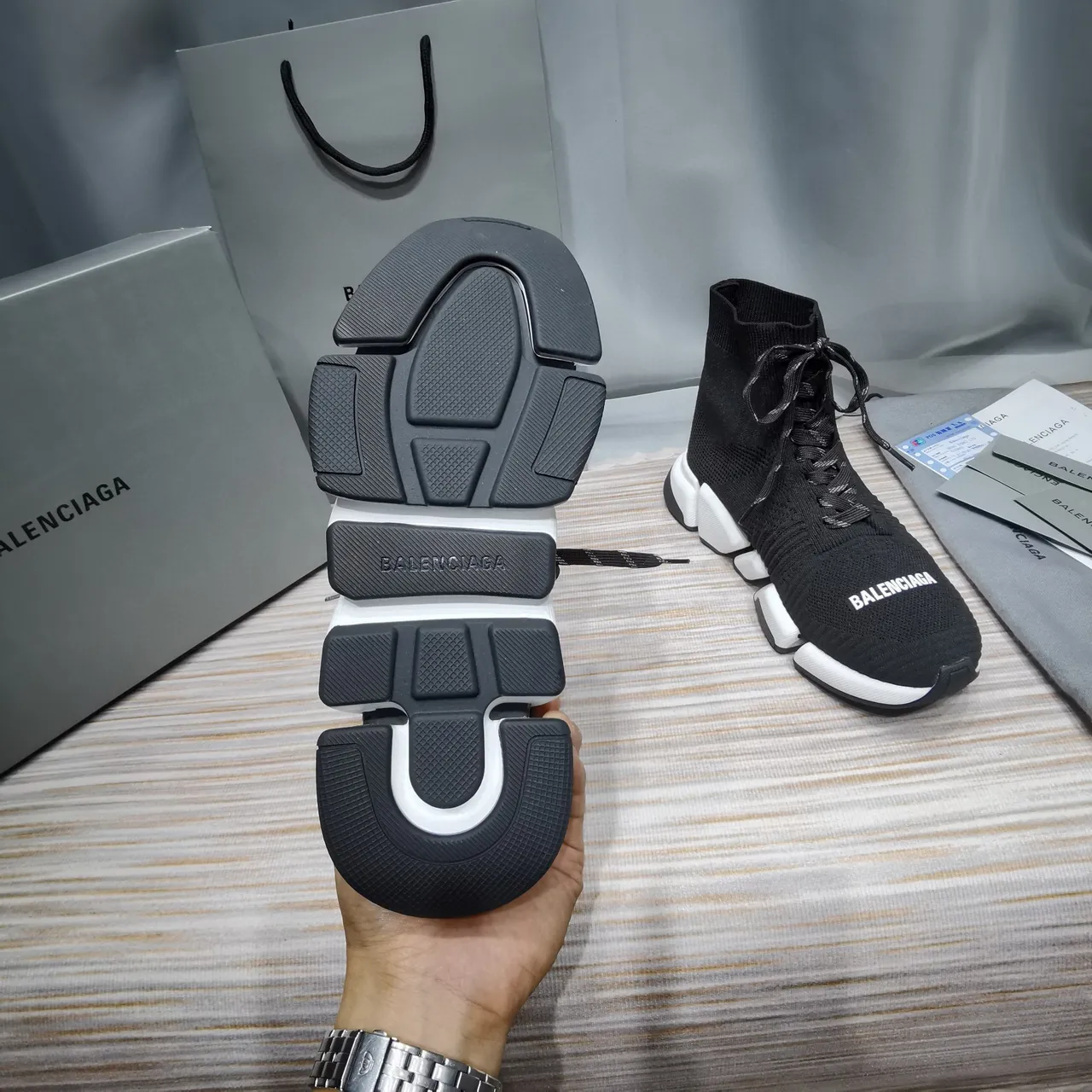 Balenciaga Speed Trainer Black and White Chunky Sneakers 2