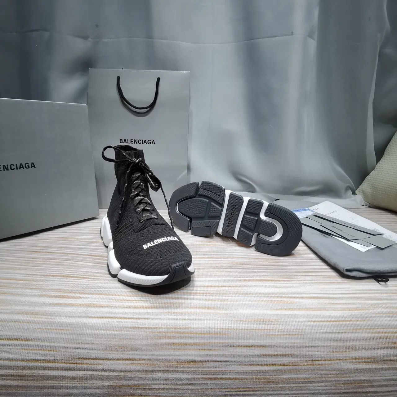 Balenciaga Speed Trainer Black and White Chunky Sneakers 5