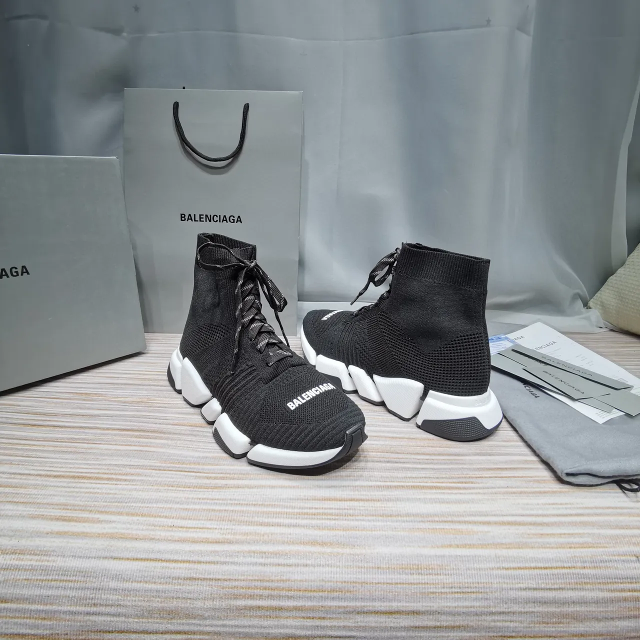 Balenciaga Speed Trainer Black and White Chunky Sneakers 7