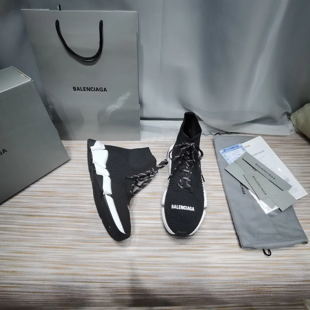 Balenciaga Speed Trainer Black and White Chunky Sneakers 8