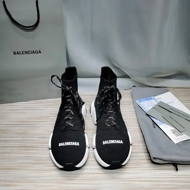 Balenciaga Speed Trainer Black and White Chunky Sneakers 9