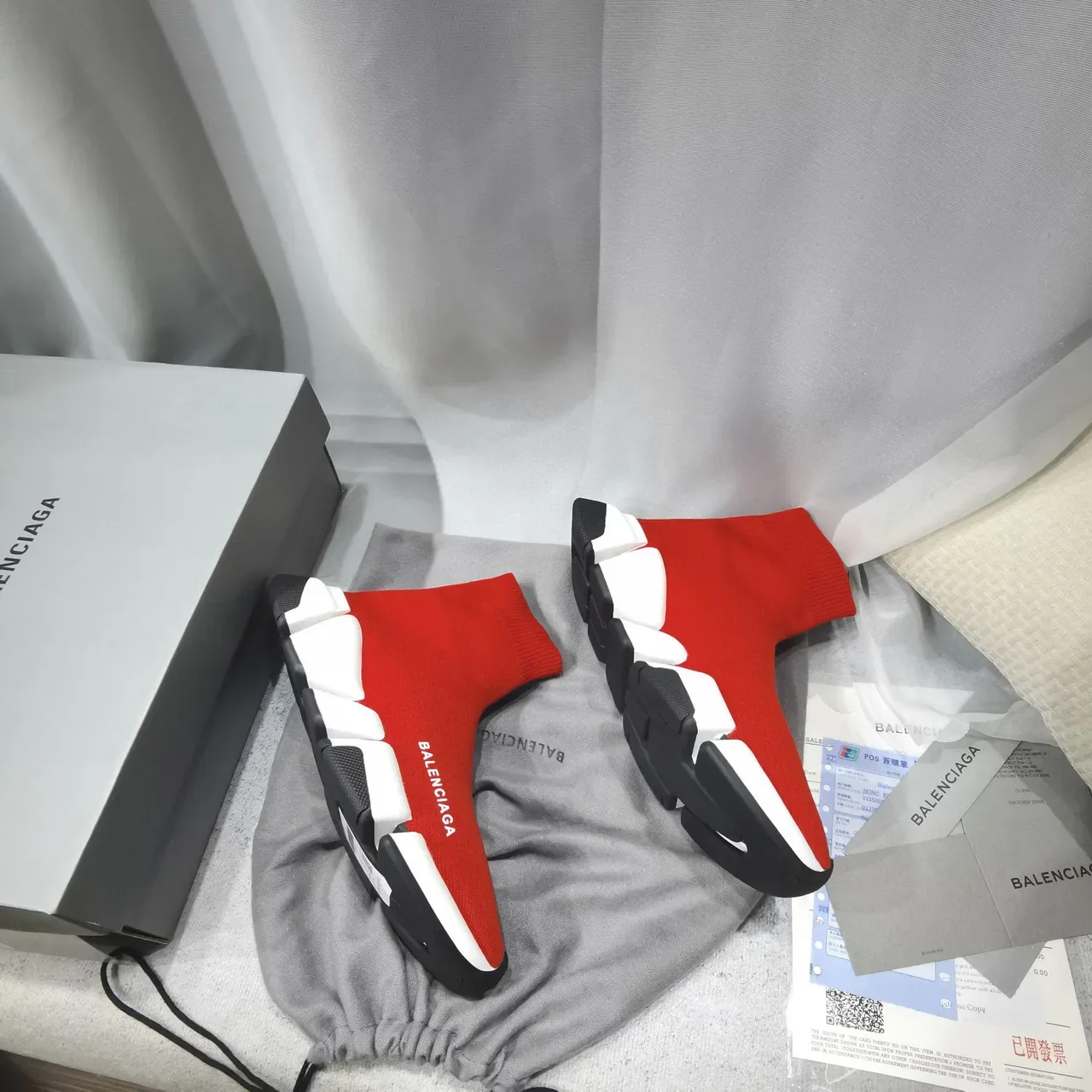 Balenciaga Speed Trainer Vermelho Branco Preto Sneakers Lifestyle 6