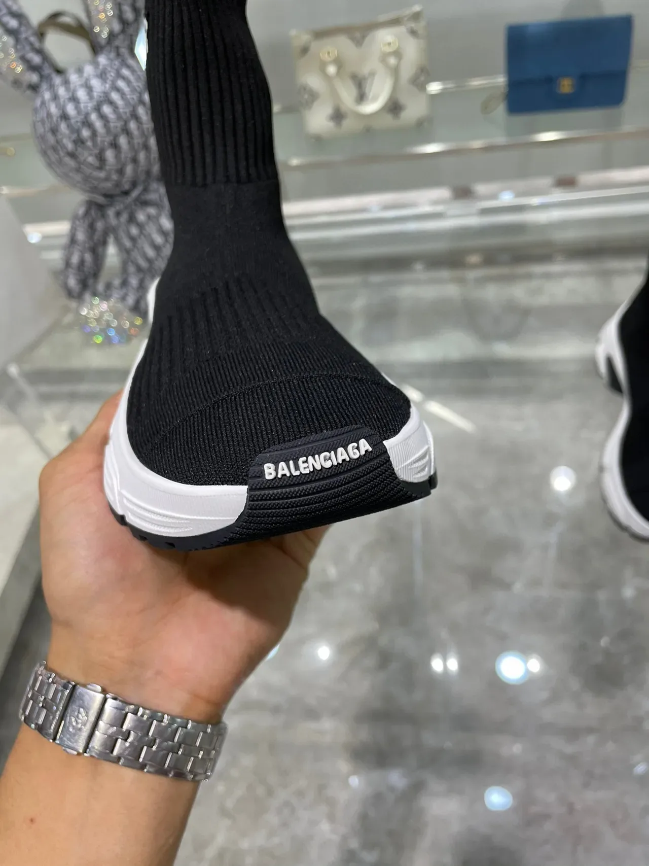 Balenciaga Speed Trainer Speed 3.0 أسود وأبيض حذاء رياضي سميك 3