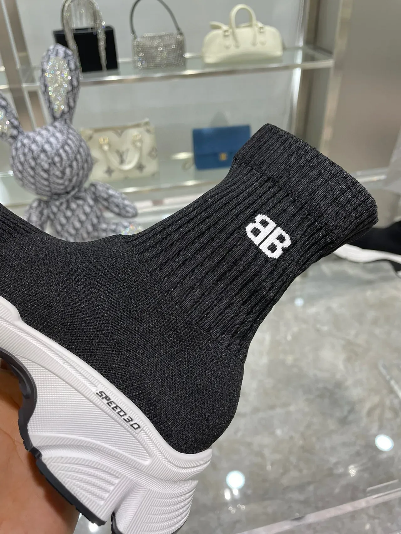 Balenciaga Speed Trainer Speed 3.0 أسود وأبيض حذاء رياضي سميك 4