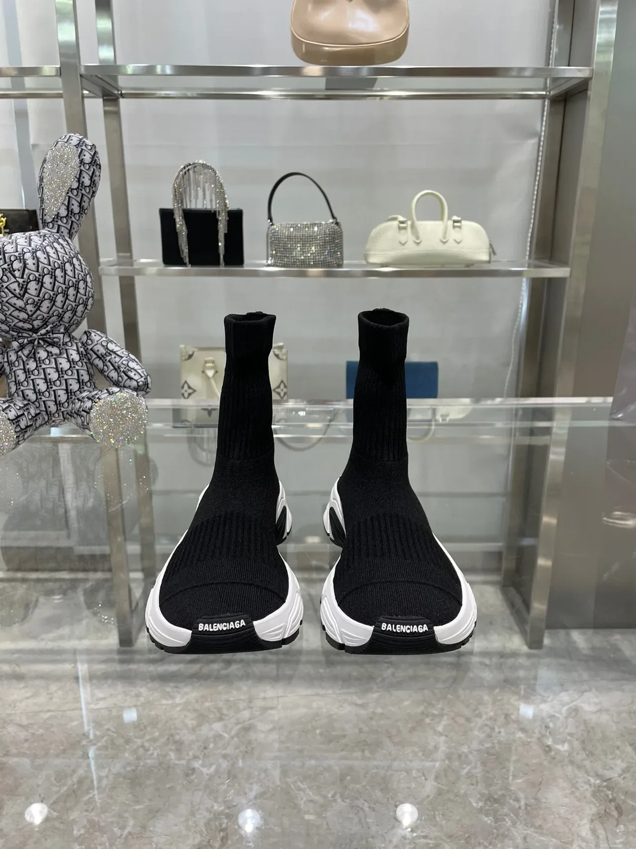 Balenciaga Speed Trainer Speed 3.0 أسود وأبيض حذاء رياضي سميك 9