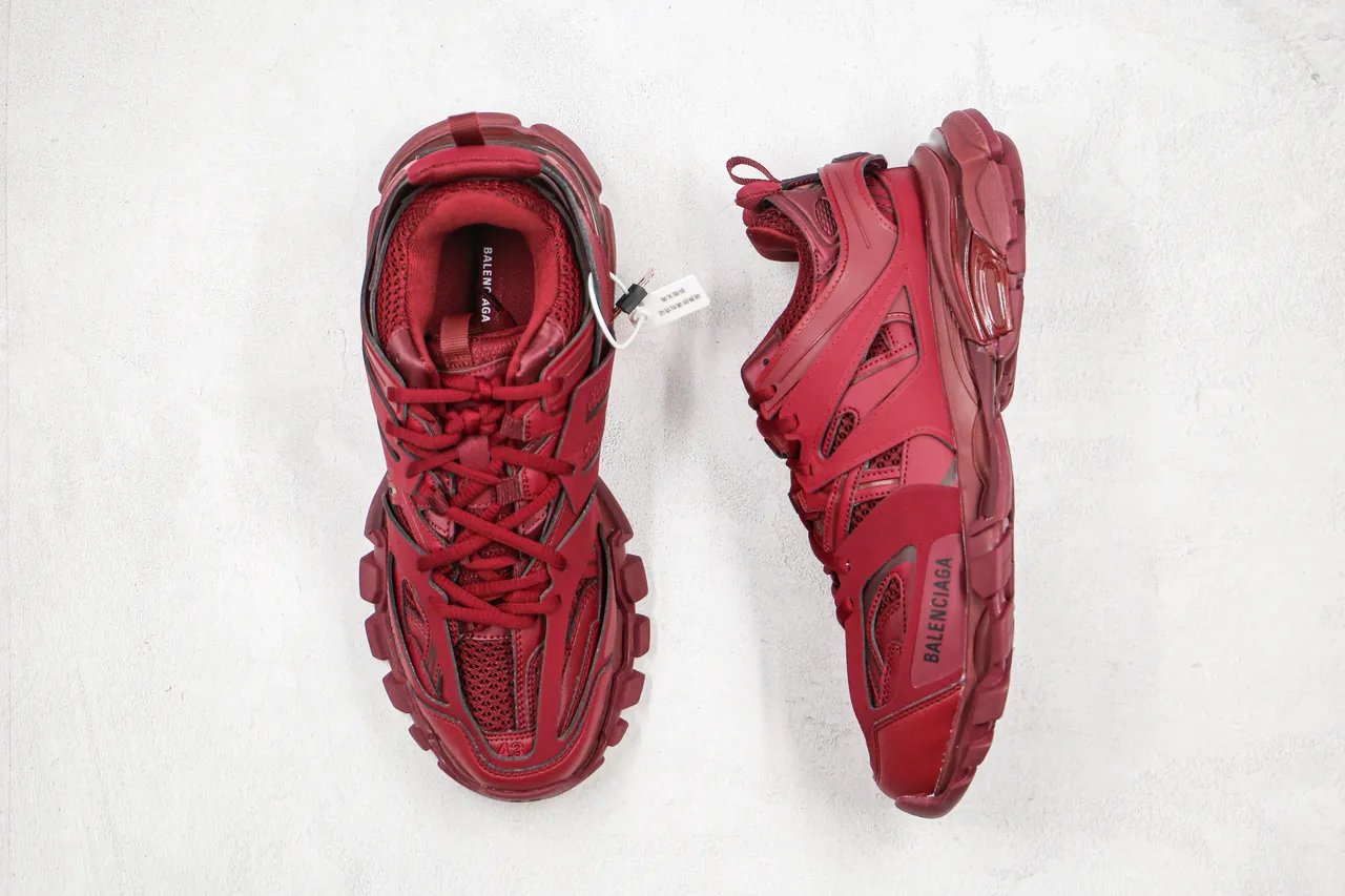 Balenciaga Track Trainer Tênis chunky vermelhos monocromáticos 8