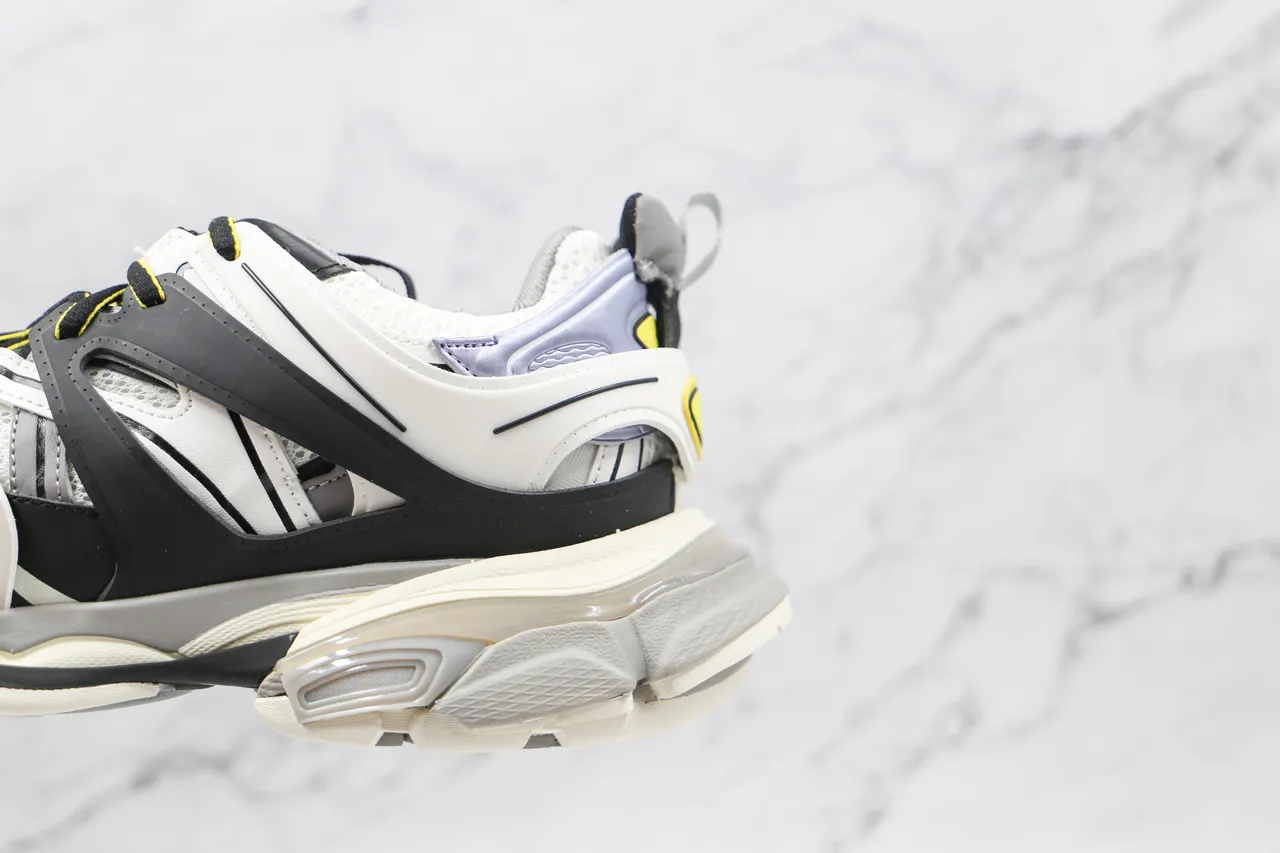 Balenciaga Track Trainer Brancos Pretos Cinza Amarelo Tênis com sola grossa 4