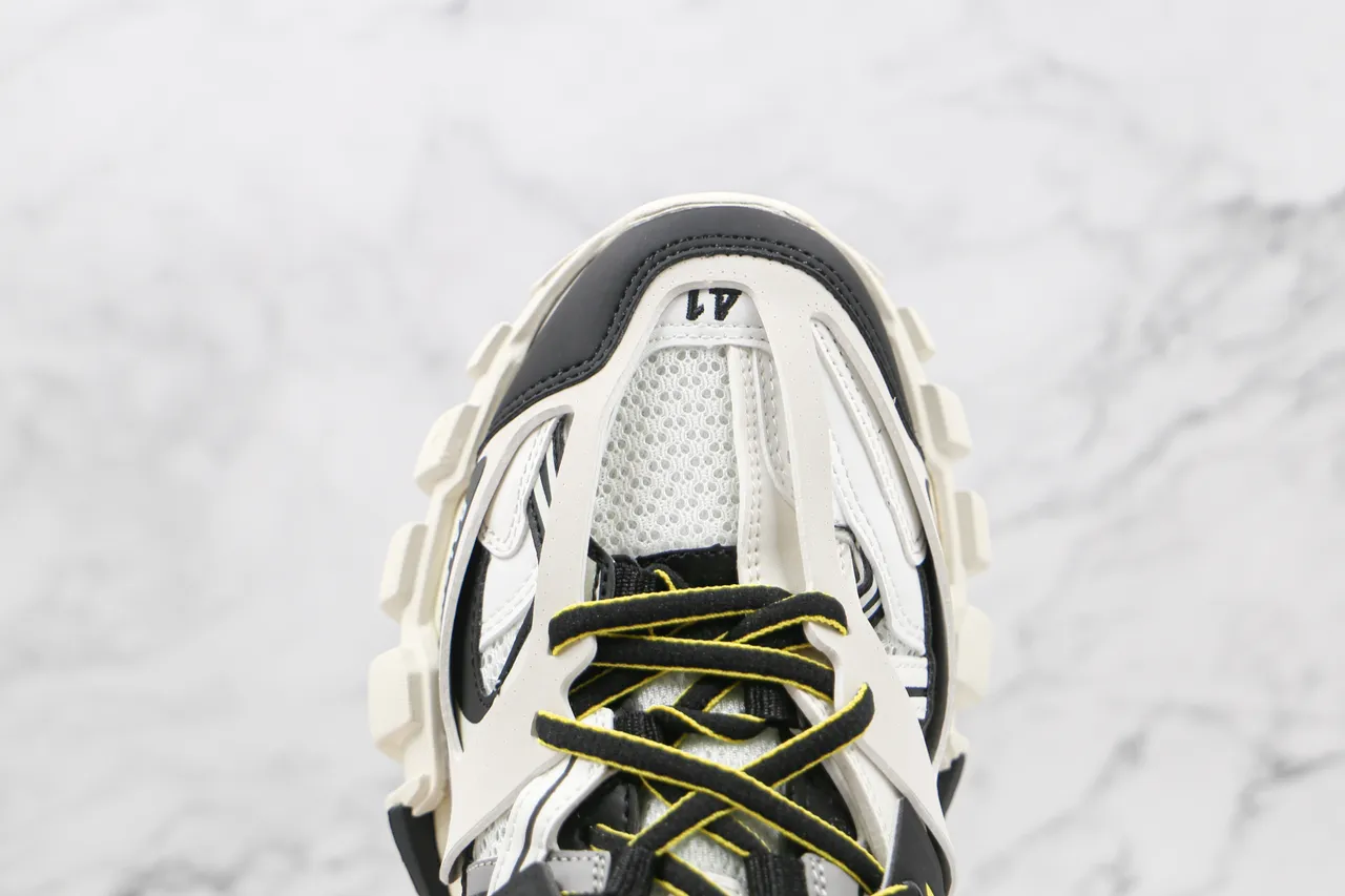 Balenciaga Track Trainer Brancos Pretos Cinza Amarelo Tênis com sola grossa 5