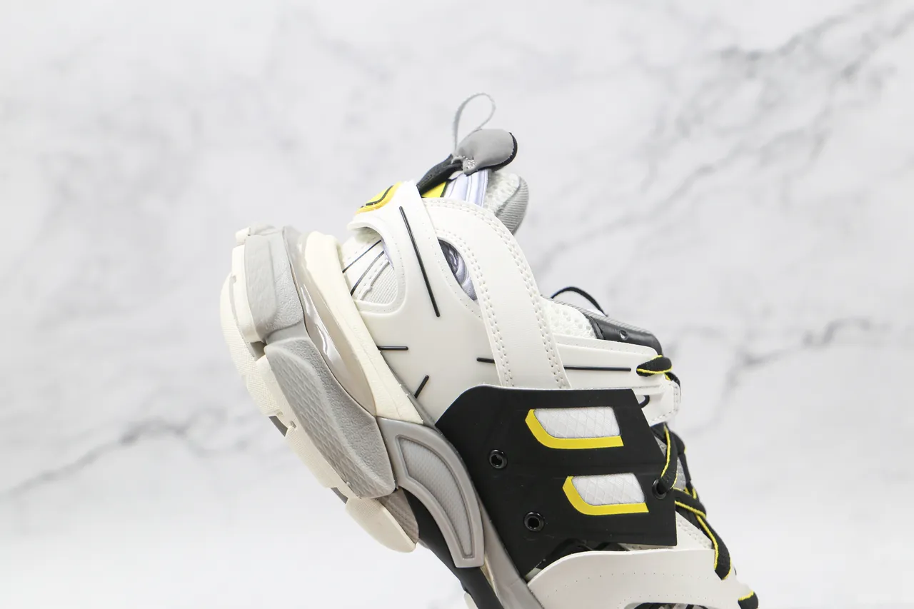 Balenciaga Track Trainer Brancos Pretos Cinza Amarelo Tênis com sola grossa 6