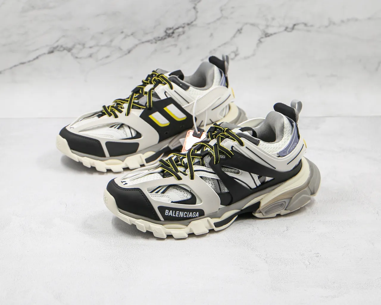Balenciaga Track Trainer Brancos Pretos Cinza Amarelo Tênis com sola grossa 7