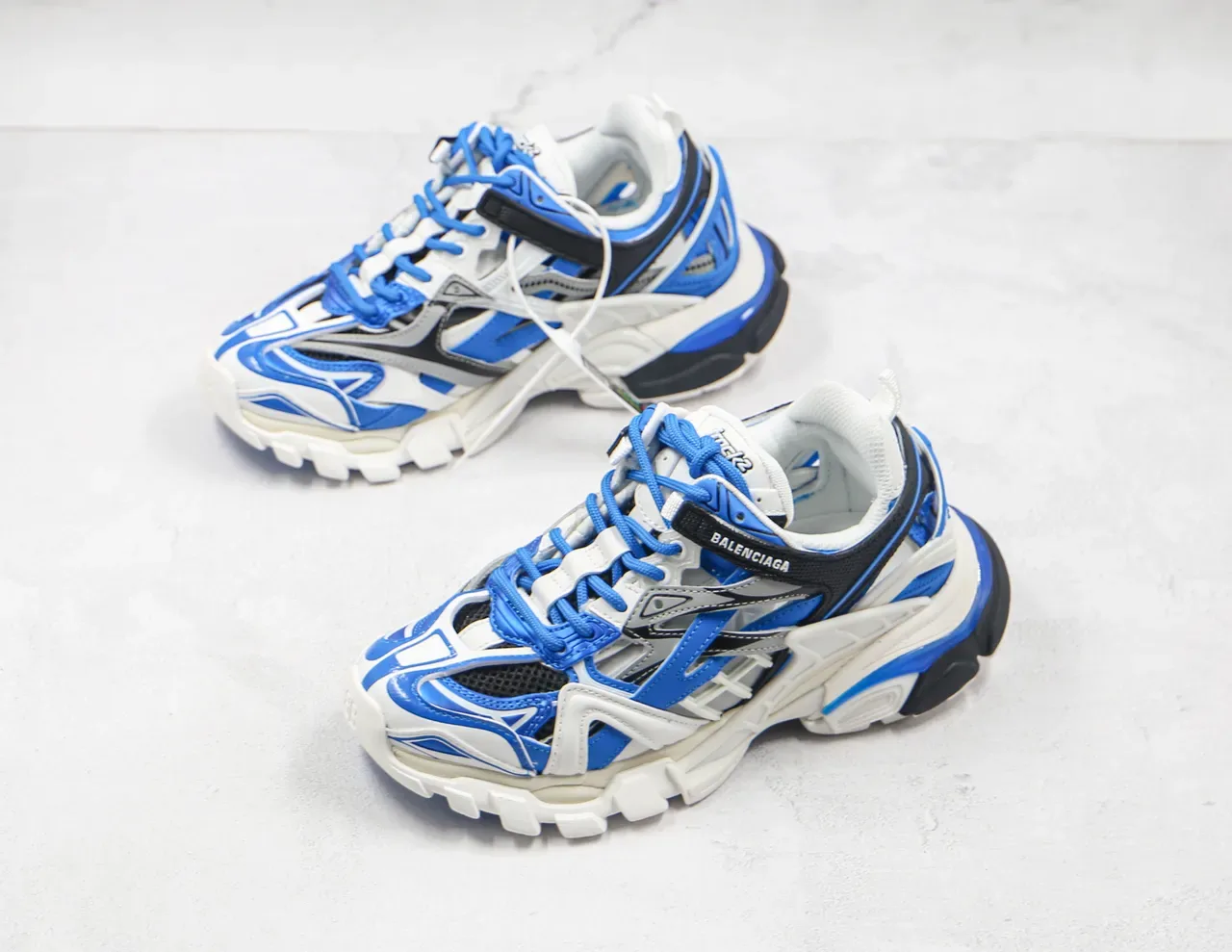 Balenciaga Track Trainer blancs bleus noirs chunky sneakers 7