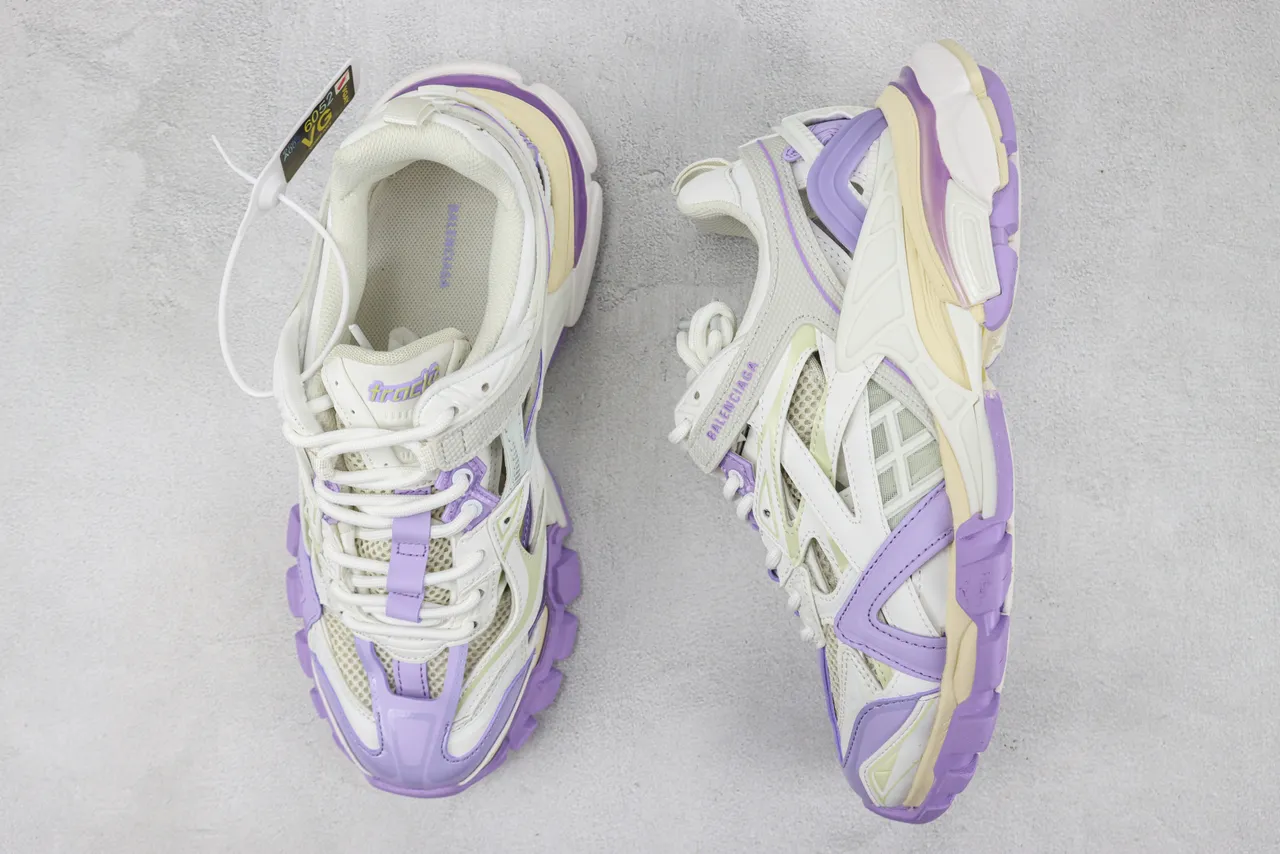 Balenciaga Track Trainer Branco Roxo Lavanda Chunky Sneakers 3