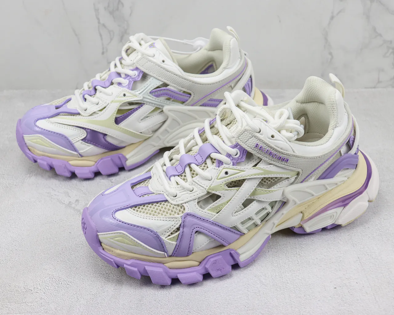 Balenciaga Track Trainer Branco Roxo Lavanda Chunky Sneakers 4