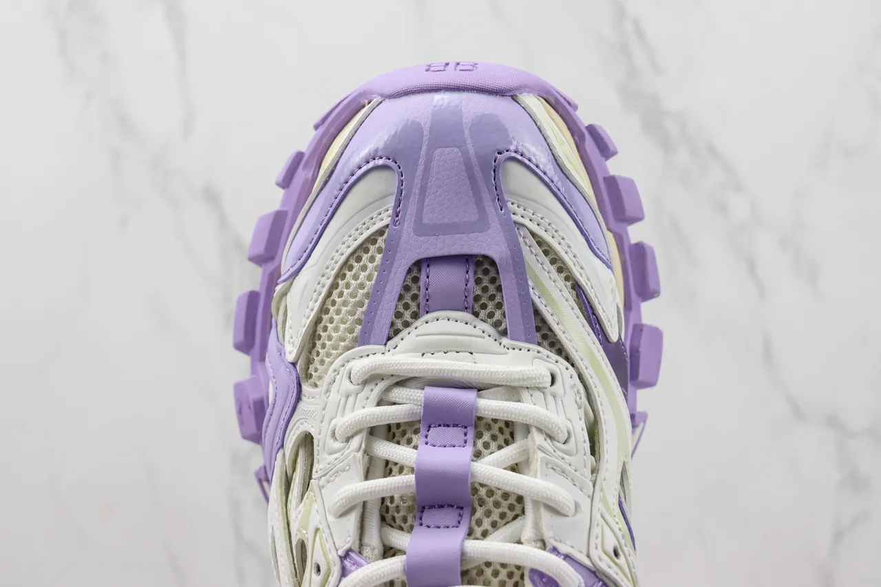 Balenciaga Track Trainer Branco Roxo Lavanda Chunky Sneakers 6