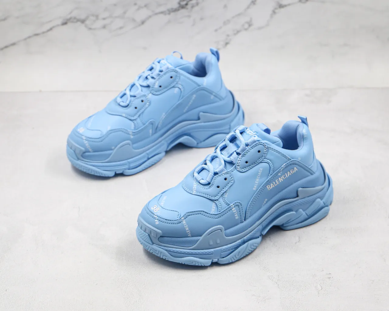 Balenciaga Triple S Light Blue Chunky Sneakers 7