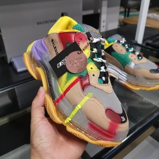 Balenciaga Triple S Multicolor Patchwork Chunky Sneakers 2