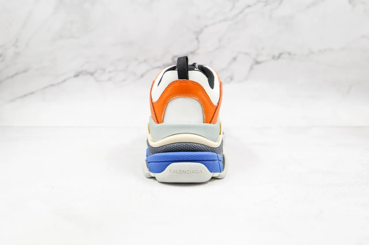 Balenciaga Triple S برتقالي أسود أبيض أزرق حذاء رياضي سميك 2