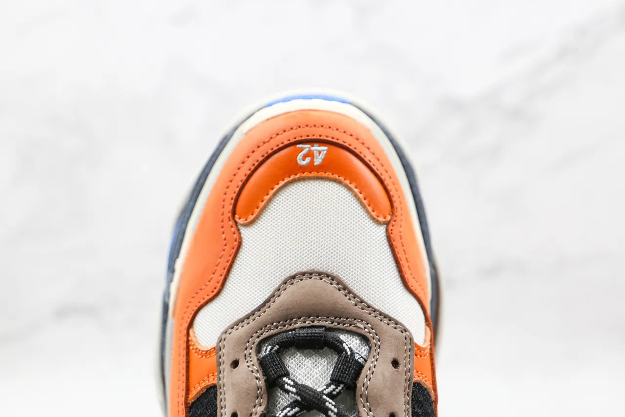 Balenciaga Triple S برتقالي أسود أبيض أزرق حذاء رياضي سميك 5