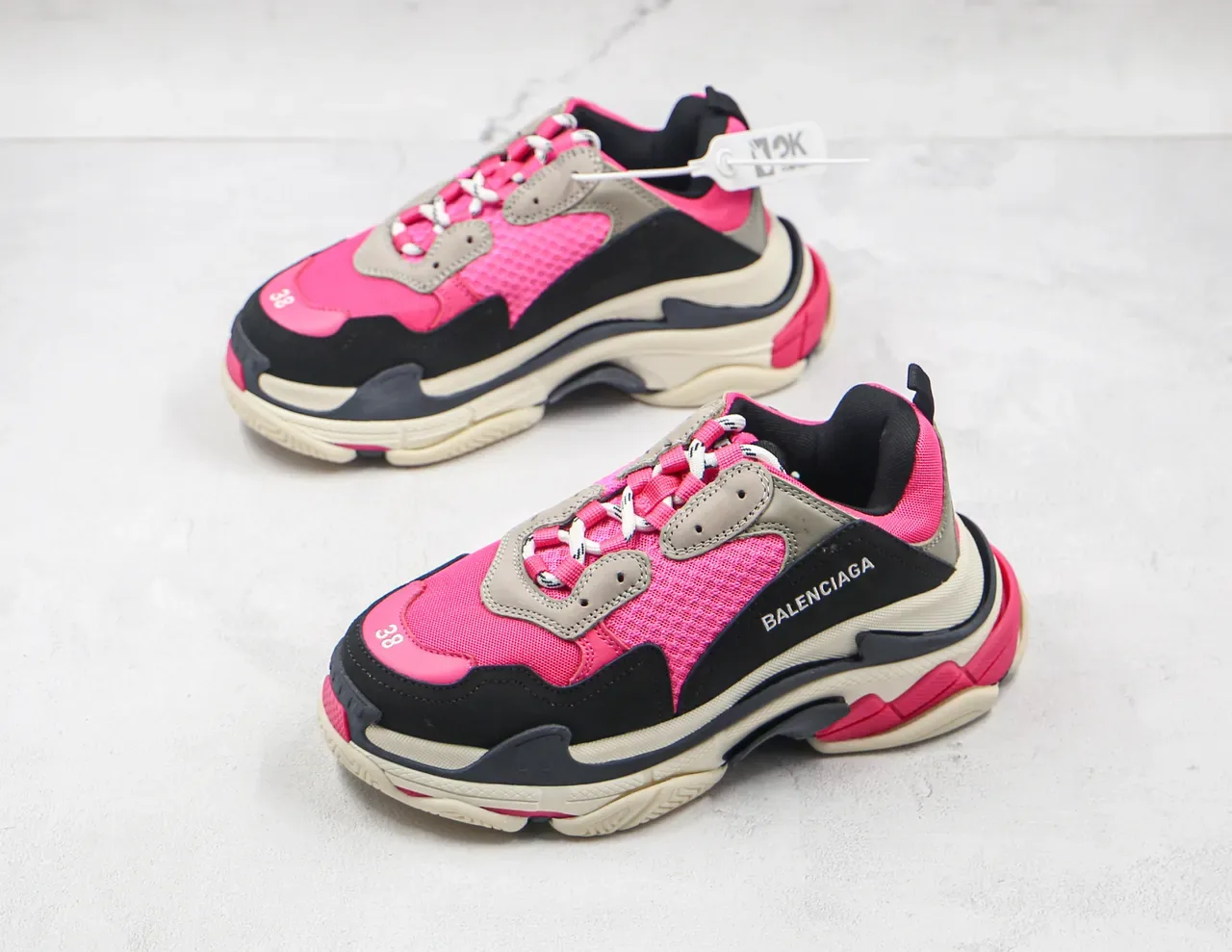 Balenciaga Triple S Sneakers Chunky Rose Noir Beige 7