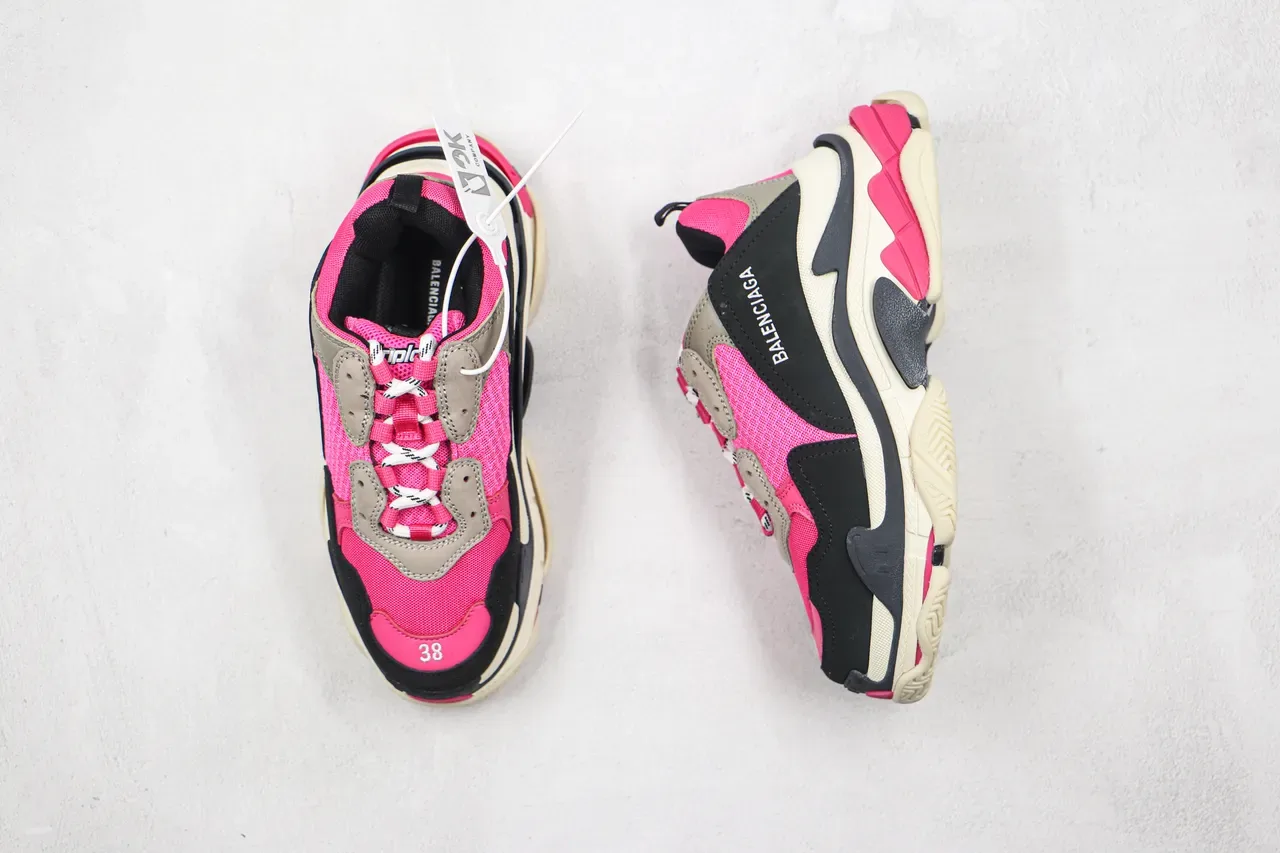 Balenciaga Triple S Sneakers Chunky Rose Noir Beige 8