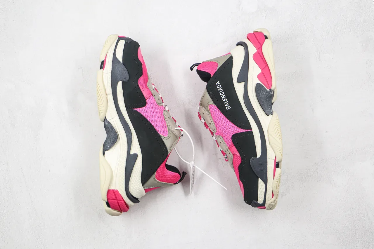 Balenciaga Triple S Sneakers Chunky Rose Noir Beige 9