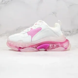 Balenciaga Triple S حذاء رياضي أبيض ووردي شفاف سميك