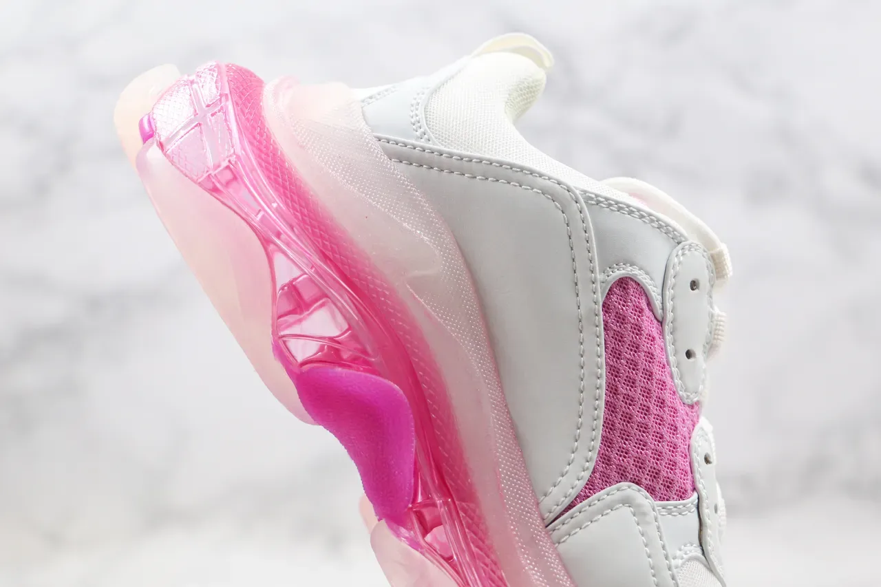 Balenciaga Triple S sneakers blancs et roses translucides chunky 4