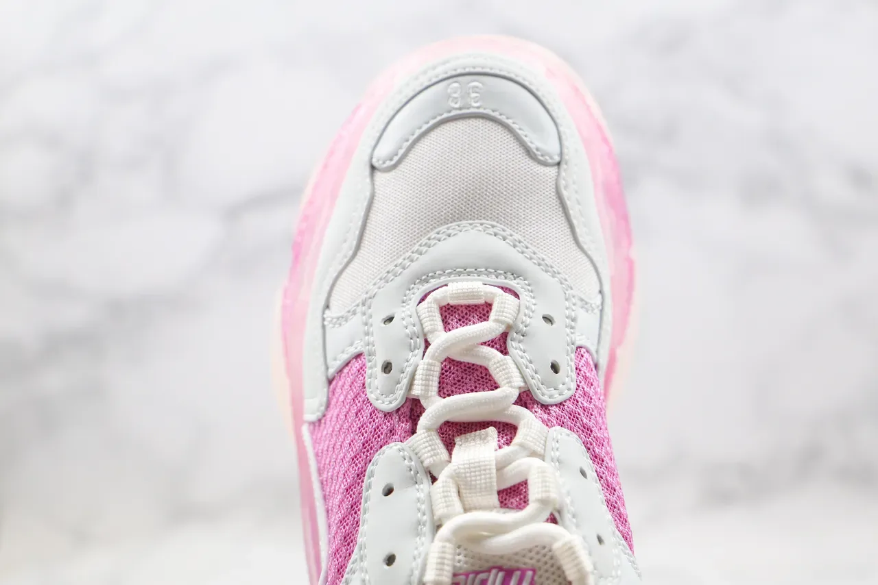 Balenciaga Triple S sneakers blancs et roses translucides chunky 5