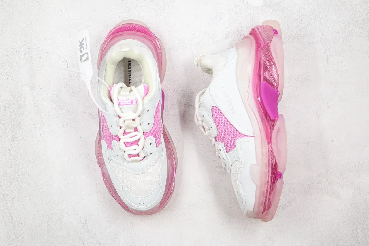 Balenciaga Triple S sneakers blancs et roses translucides chunky 8