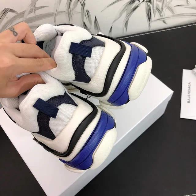 Balenciaga Triple S Blanc, Bleu Marine, Violet Chaussures Chunky 4